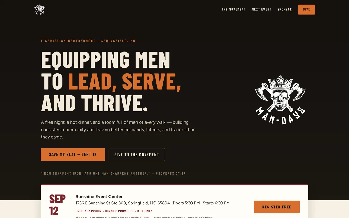 Screenshot of mandaysmovement.com