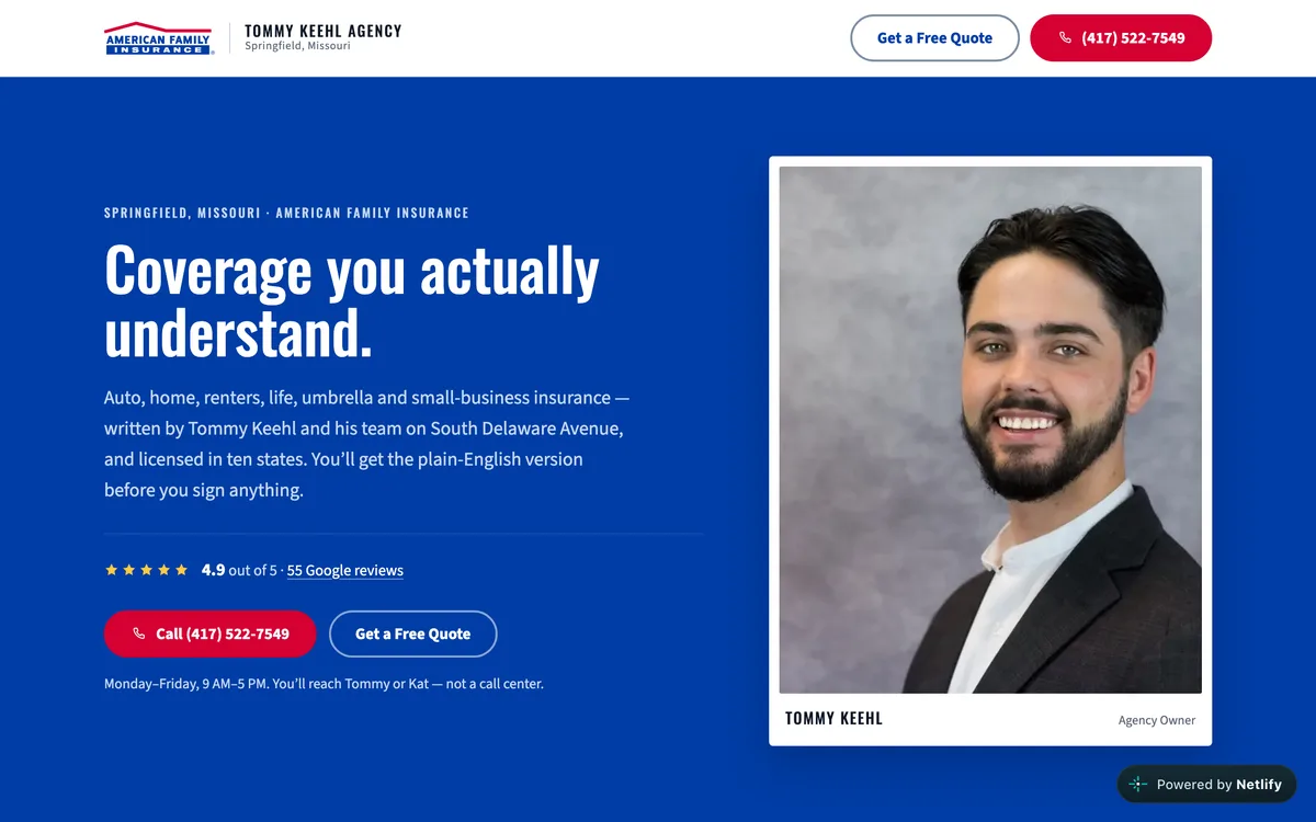 Screenshot of tommyinsures.com